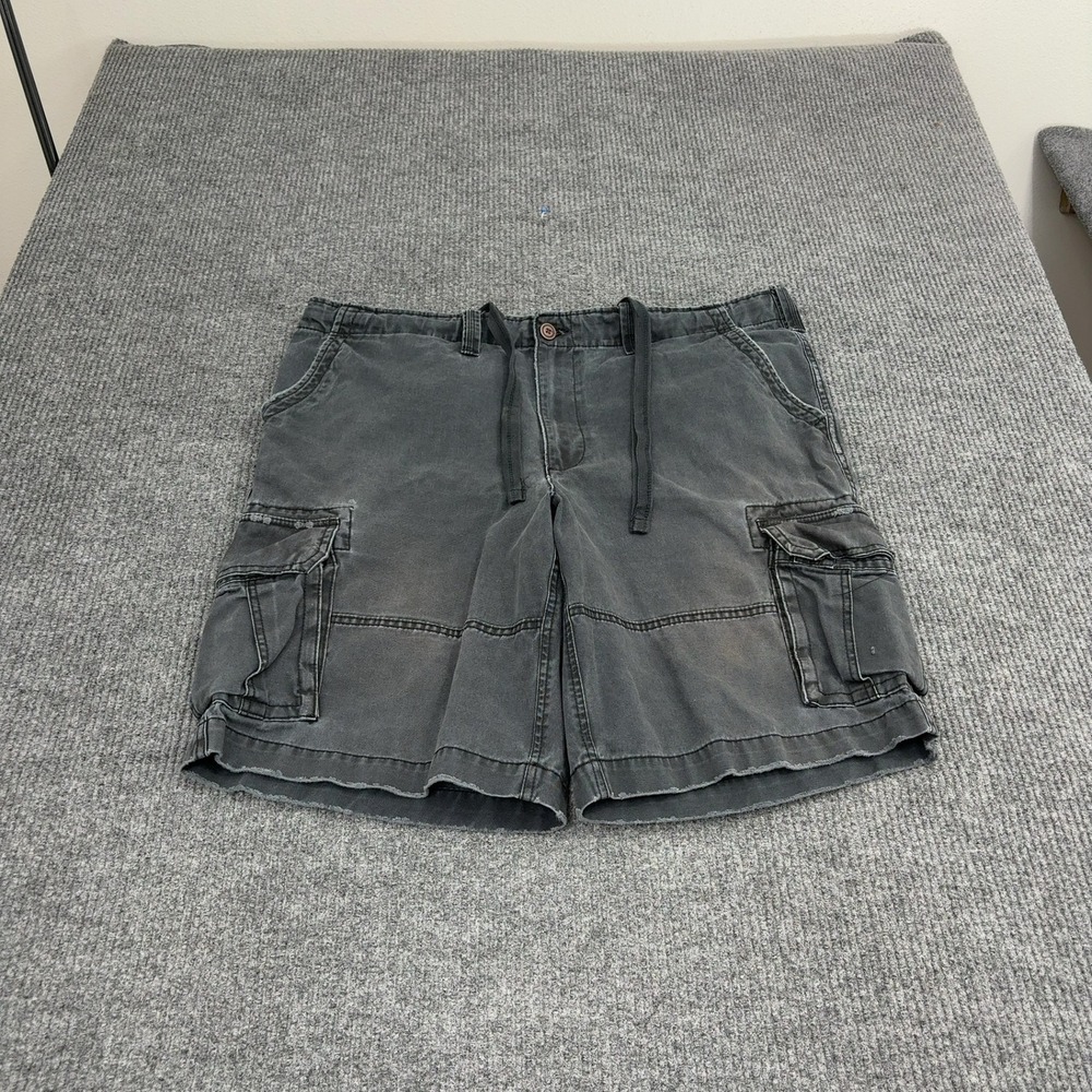 Society Of One Cargo Shorts Mens 44 Black Cotton Drawstring Casual Gorpcore